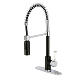 Paris Single-Handle 1-Hole Deck Mount Pre-Rinse Kitchen Faucet, Matte Black/Polished Chrome
