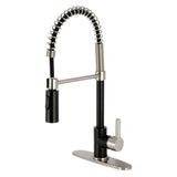 Continental Single-Handle 1-Hole Deck Mount Pre-Rinse Kitchen Faucet, Matte Black/Brushed Nickel