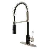 Paris Single-Handle 1-Hole Deck Mount Pre-Rinse Kitchen Faucet, Matte Black/Brushed Nickel