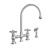 Vintage III Plus Bridge Faucet with Long Gooseneck Swivel Spout, Cross Handles and Solid Brass Side Spray, Polished Chrome - view 2