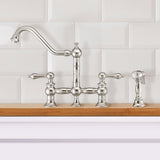 Vintage III Plus Bridge Faucet with Long Traditional Swivel Spout, Lever Handles and Solid Brass Side Spray, Polished Chrome - view 4
