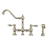 Vintage III Plus Bridge Faucet with Long Traditional Swivel Spout, Lever Handles and Solid Brass Side Spray, Polished Nickel