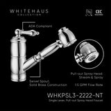 Vintage III Plus single hole, single lever faucet with a pull-out spray head, Polished Chrome - view 4