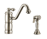 Vintage III Plus single lever faucet with traditional swivel spout and solid brass side spray, Polished Nickel - view 2