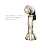 Vintage III Plus single lever faucet with traditional swivel spout and solid brass side spray, Polished Nickel - view 3