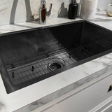 Noah Plus 16 gauge Single Bowl Linen Textured Dual-Mount Sink Set (WHNPL3318-MBLK), Matte Black - view 5