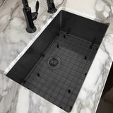 Noah Plus 16 gauge Single Bowl Linen Textured Dual-Mount Sink Set (WHNPL3318-MBLK), Matte Black - view 6
