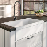 Farmhaus Fireclay Quatro Alcove Large Reversible Sink with Decorative 2 ½" Lip on One Side and 2" Lip on the Opposite Side, White - view 5