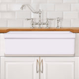 Farmhaus Fireclay Quatro Alcove Large Reversible Sink with Decorative 2 ½" Lip on One Side and 2" Lip on the Opposite Side, White - view 6