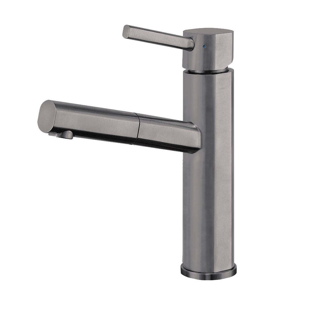 Waterhaus Solid Stainless Steel, Single Hole, Single Lever Kitchen Faucet with Pull-Out Head (WHS1394-PSK), Gunmetal