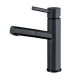 Waterhaus Solid Stainless Steel, Single Hole, Single Lever Kitchen Faucet with Pull-Out Head (WHS1394-PSK-MBLK), Matte Black