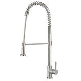 Waterhaus Lead Free, Solid Stainless Steel Commercial Single-Hole Faucet with Flexible Pull Down Spray Head, Swivel Spout Support Bar and Solid Lever Handle, Polished Stainless Steel - view 2
