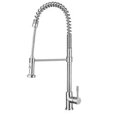 Waterhaus Lead Free, Solid Stainless Steel Commercial Single-Hole Faucet with Flexible Pull Down Spray Head, Swivel Spout Support Bar and Solid Lever Handle, Polished Stainless Steel - view 4