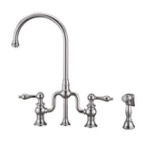 Twisthaus Plus Bridge Faucet with Gooseneck Swivel Spout, Lever Handles and Solid Brass Side Spray, Polished Chrome