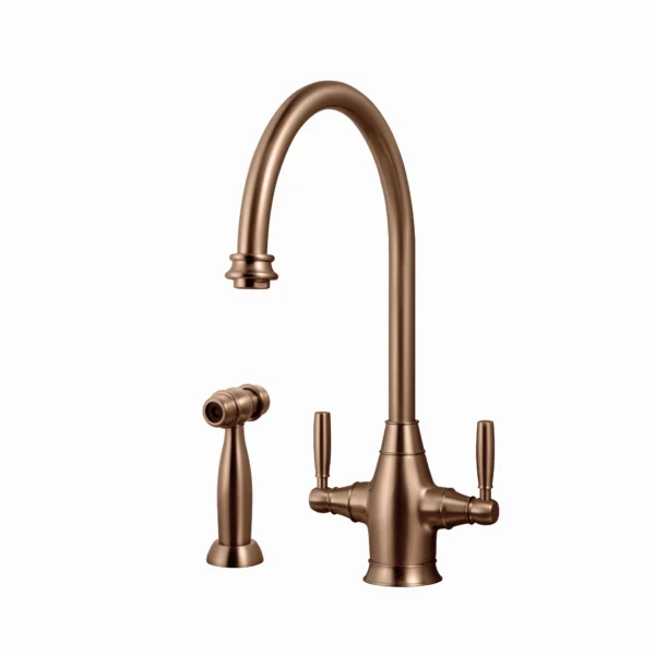 Exeter Traditional Brass Faucet with Side Spray in Antique Copper