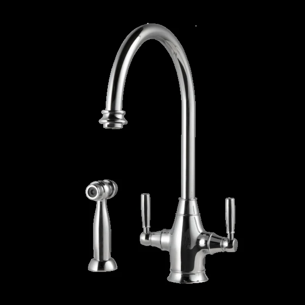 Exeter Traditional Brass Faucet with Side Spray in Polished Chrome