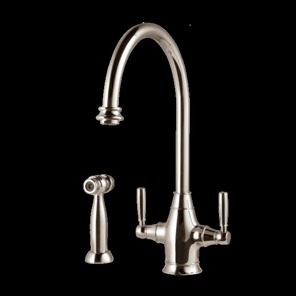 Exeter Traditional Brass Faucet with Side Spray in Polished Nickel