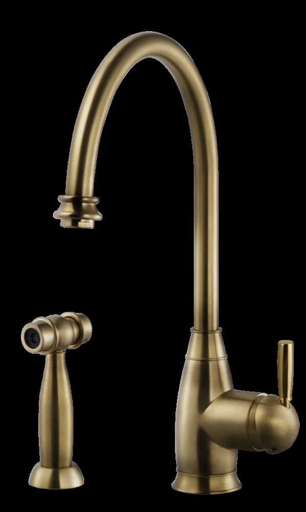 Exeter Traditional Brass Single Lever Faucet with Side Spray in Antique Brass