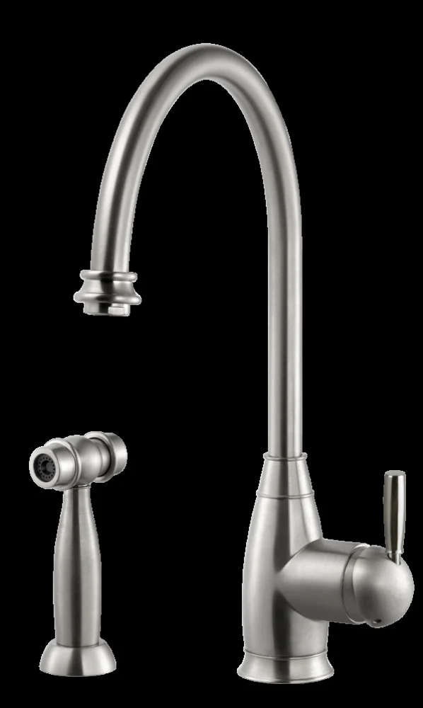 Exeter Traditional Brass Single Lever Faucet with Side Spray in Brushed Nickel