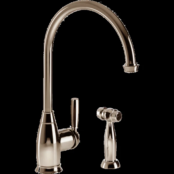 Exeter Traditional Brass Single Lever Faucet with Side Spray in Polished Nickel