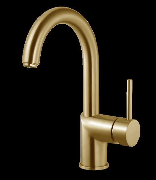 Gal Bar Faucet with High Rotating Spout in Brushed Brass