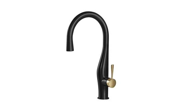 Imagine Dual Function Hidden Pull Down Kitchen Faucet in Matte Black and Matte Gold