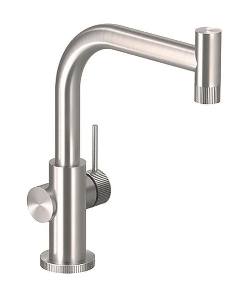 Knob Contemporary Bar Faucet in Brushed Stainless Steel