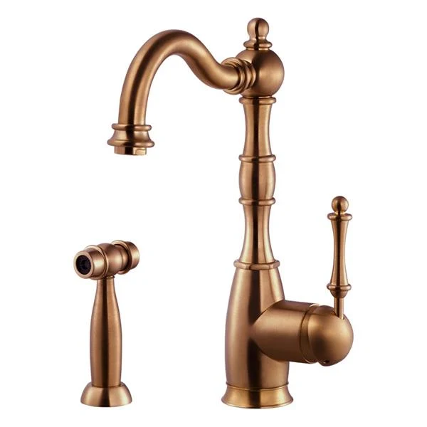 Nottingham Traditional Brass Single Lever Faucet with Side Spray in Polished Nickel
