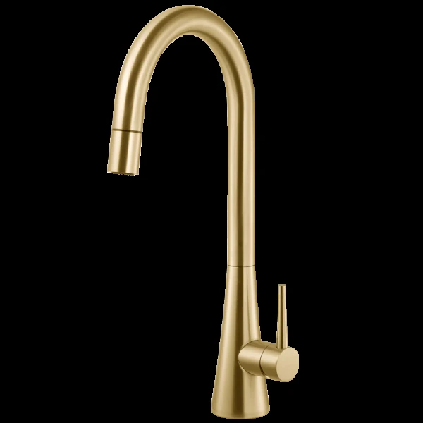 Serenity Dual Function Pull Down Kitchen Faucet in Brushed Brass
