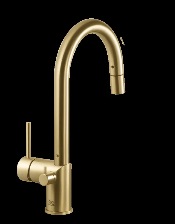 Sentry Dual Function Pull Down with Shut Off Valve for Hot Water in Brushed Brass