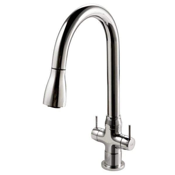Tendina Three Function Pull Down Two Handle Faucet in Polished Chrome