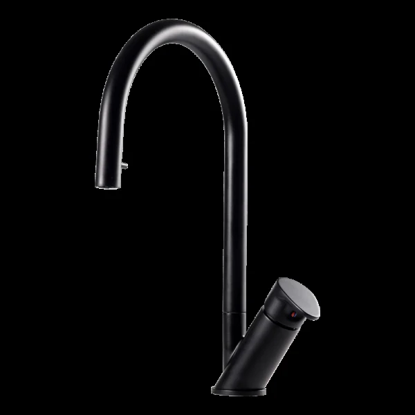 Wave Single Function Hidden Pull Down Kitchen Faucet in Matte Black