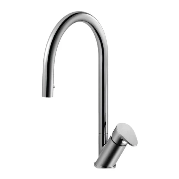 Wave Single Function Hidden Pull Down Kitchen Faucet in Pewter