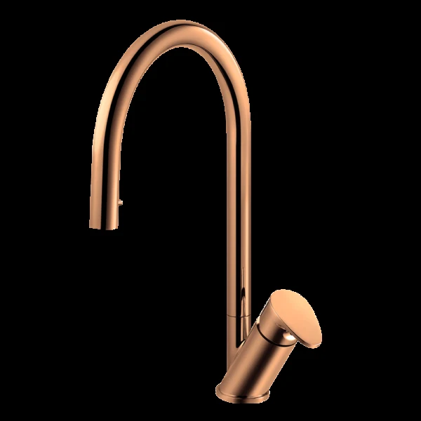 Wave Single Function Hidden Pull Down Kitchen Faucet in Rose Gold