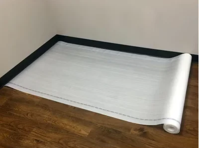 100 sq. ft. Rolls 40 x in. W 30 x ft. L x 2 mm T Moisture Protection Standard Foam Underlayment for Laminate Floors photo 3