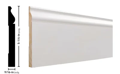 9/16-in x 5-1/4-in x 8-ft Colonial Primed Pine Baseboard Moulding Trim (Pack of 8) photo 5