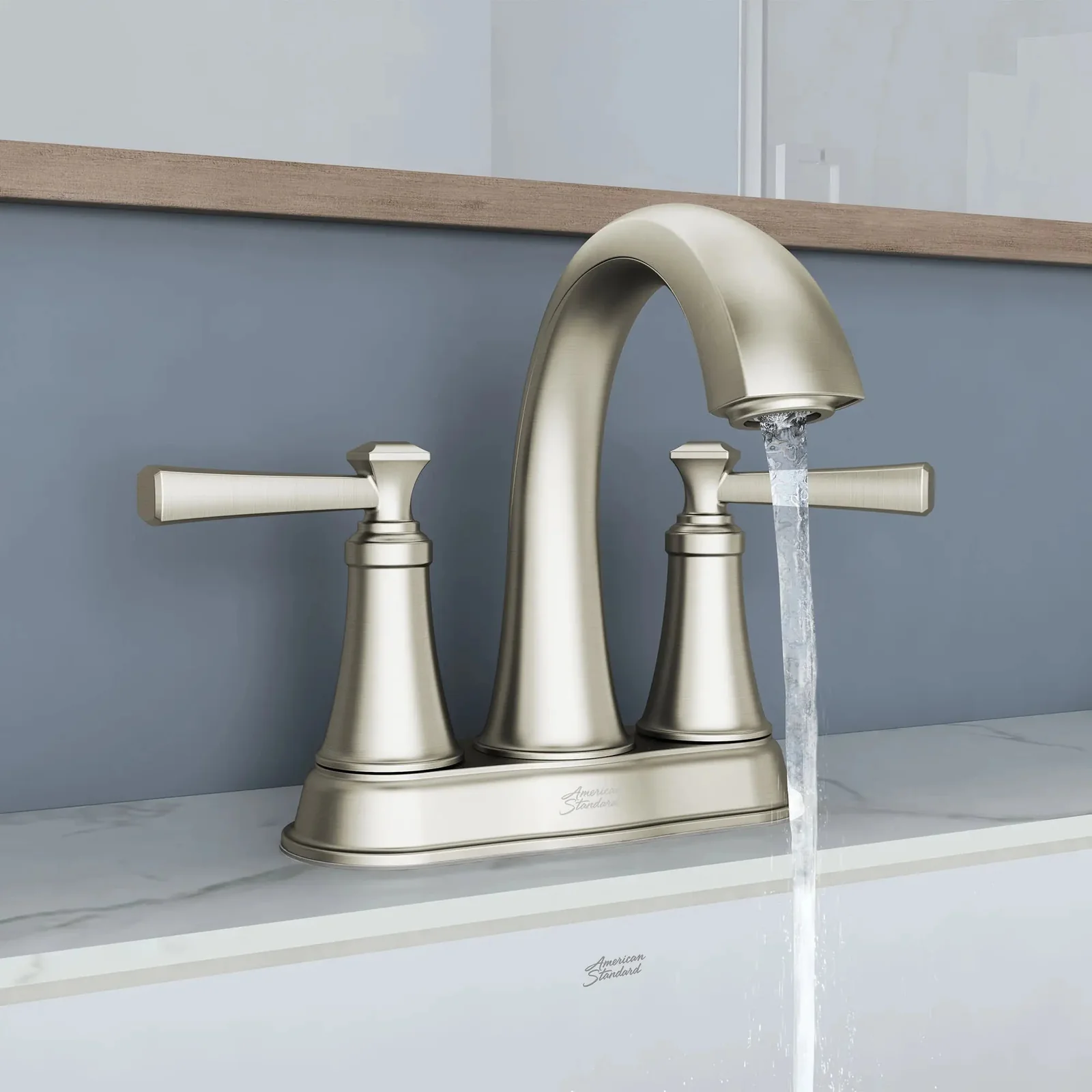 American Standard Rumson 4 in. Centerset Double Handle Bathroom Faucet in Brushed Nickel (2-pack)
