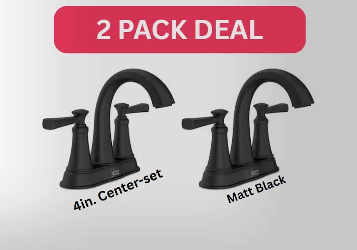 American Standard Rumson 4 in. Centerset Double Handle Bathroom Faucet in Matte Black (2-pack)