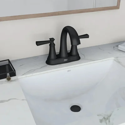 American Standard Rumson 4 in. Centerset Double Handle Bathroom Faucet in Matte Black (2-pack) photo 5
