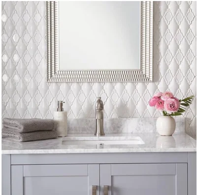 Daltile Alabaster Arabesque Porcelain Mosaic Wall Tile 10 Pcs/Box, 1Sq.ft./Each photo 2