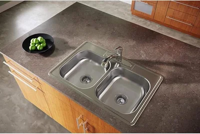 Dayton Stainless Steel Double Bowl Drop in/Top Mount Kitchen Sink photo 2
