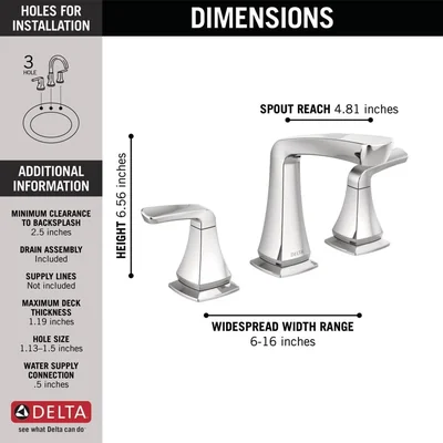 Delta Faucet Vesna Widespread Bathroom Faucet Chrome, Bathroom Faucet photo 3