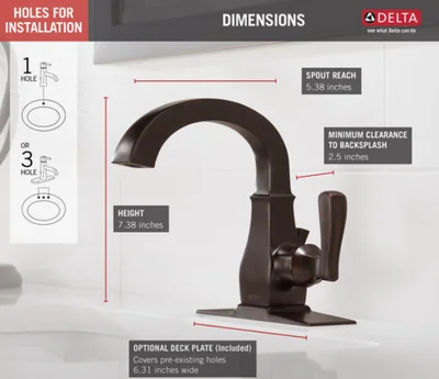 Delta Lakewood Single Handle Bathroom Faucet In Venetian Bronze photo 3