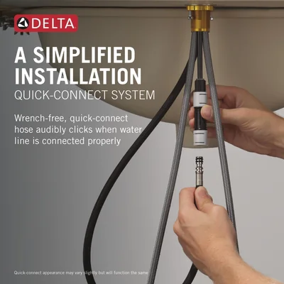 Delta Nicoli Matte Black/Brushed Gold Bathroom Faucet with Sprayer, 8 Inch photo 7