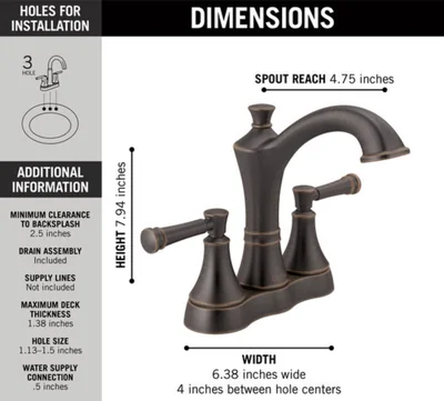 Delta Valdosta Venetian Bronze 4-in Centerset Bathroom Faucet photo 2