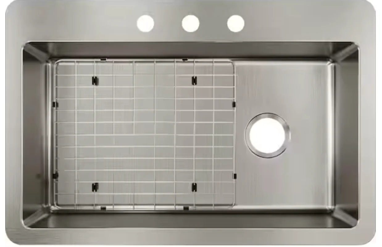 Elkay Avenue 33 in. Drop-In/Undermount Single Bowl 18-Gauge Stainless Steel Kitchen Sink w/ Accessories