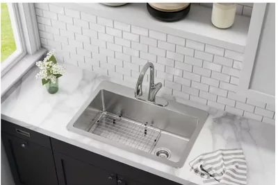 Elkay Avenue 33 in. Drop-In/Undermount Single Bowl 18-Gauge Stainless Steel Kitchen Sink w/ Accessories photo 2
