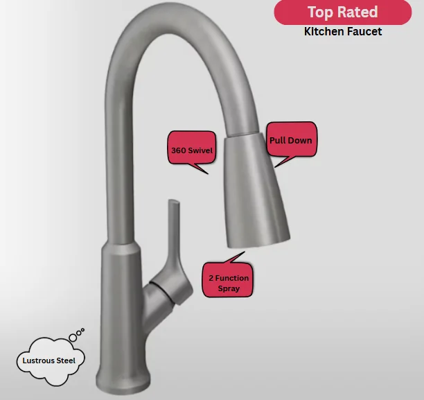 Elkay Single Hole Lustrous Steel Kitchen Faucet