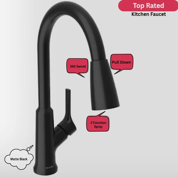 Elkay Single Hole Matte Black Kitchen Faucet