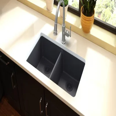 Franke Gravity Drop-In or Undermount 33-in x 22-in Graphite Granite Single Bowl 4-Hole Kitchen Sink photo 2